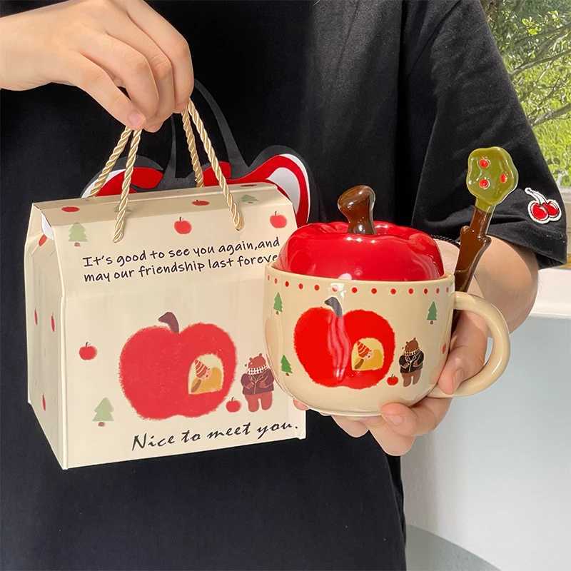 Mug ceramic underglaze color cartoon cute printing retro with lid large capacity gift box birthday gift desktop ornament Chinese M251206 - view 3