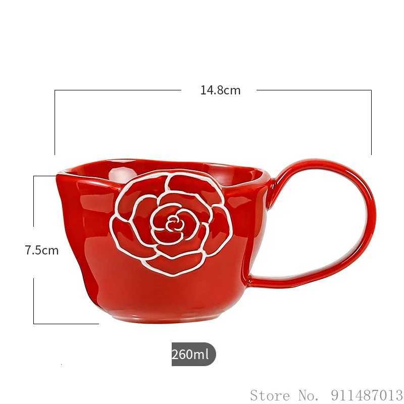 Creative Camellia luxury Flower Pattern Mug Ceramic Cups Breakfast Coffee Milk Tea Fruit Juice Household items Water Cup 260ml 1Pc M251206 - view 6