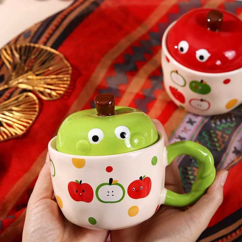 Creative Apple Shaped Ceramic Mug With Lid 2025 New Household Office Water Cups Large Capacity Girl Milk Cups Gift Box M251206 - view 3