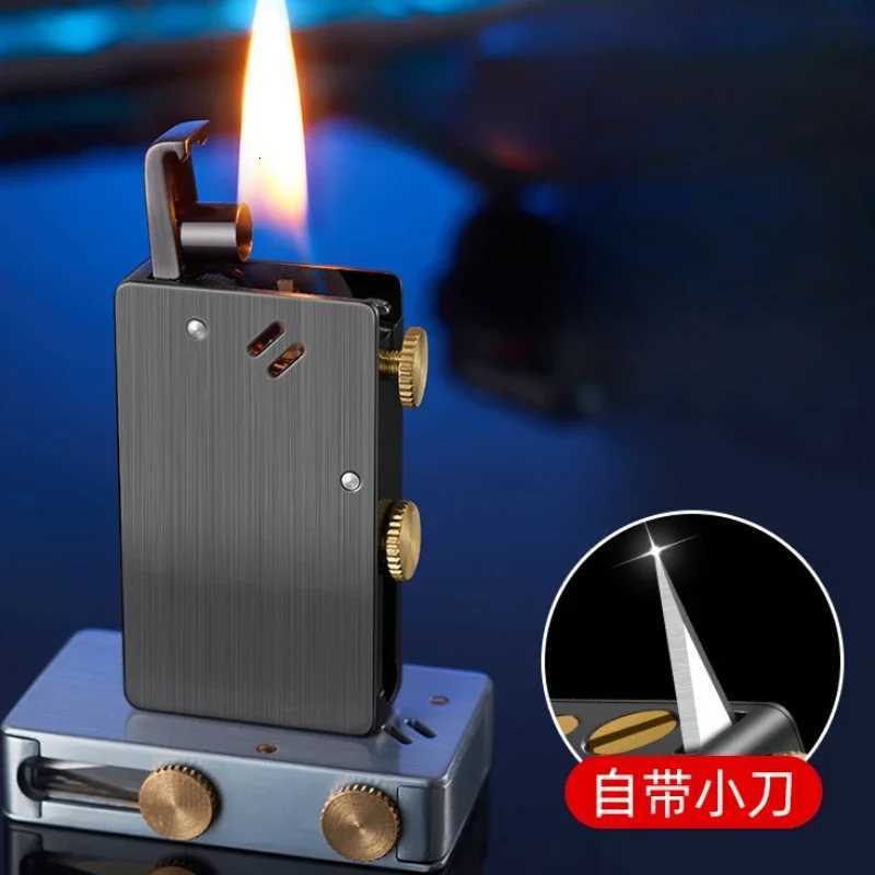 Mtifunctional One-click Kerosene Lighter Autatic Ignition Creative Retro Grinder Metal Lighter ic Flame H251206
