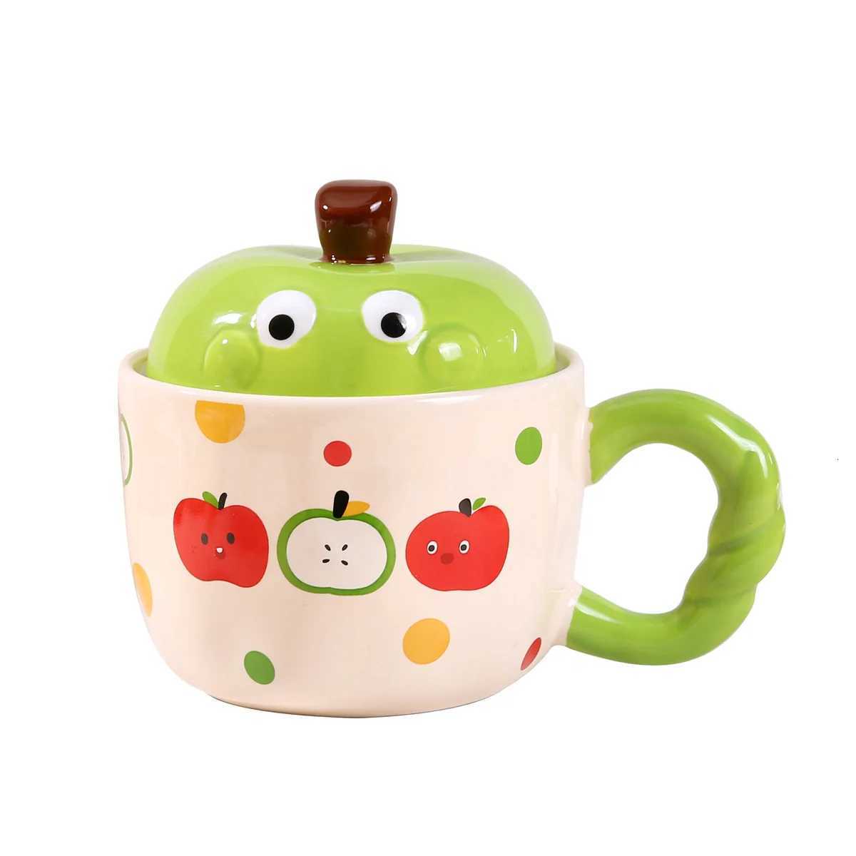 Creative Apple Shaped Ceramic Mug With Lid 2025 New Household Office Water Cups Large Capacity Girl Milk Cups Gift Box M251206 - view 6