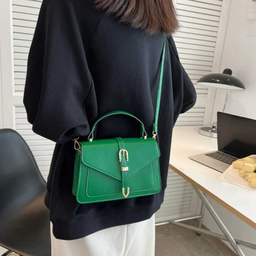 Fashionable Minimalist Crossbody Bag with Top Handle and Flap for Women Solid Color Square Purse with Simple Design Womens BagT251206