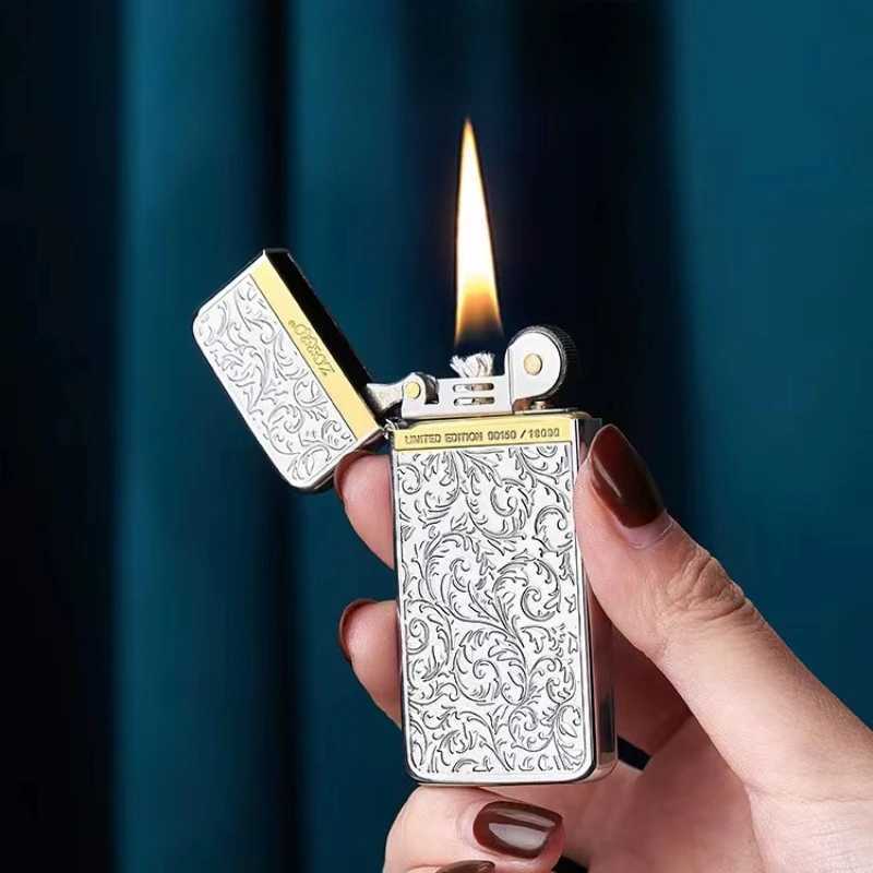 tra-thin kerosene lighter narrow hine two-color grinding wheel small creative lighter wholes dropsing H251206