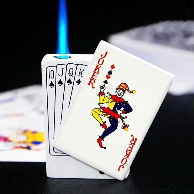 Creative Personali Lightemitting Lighter Mens Playing Cards Butane Gadgets Intere Lighter Cute Gift Smoking Accessories H251206