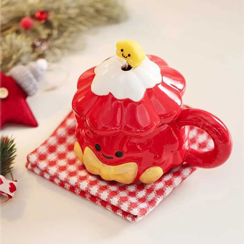 420ml Christmas Tree Ceramic Water Cup Creative Milk Mug with Lid Spoon Afternoon Camellia Flower Tea Coffee Cup Christmas Gift M251206 - view 6