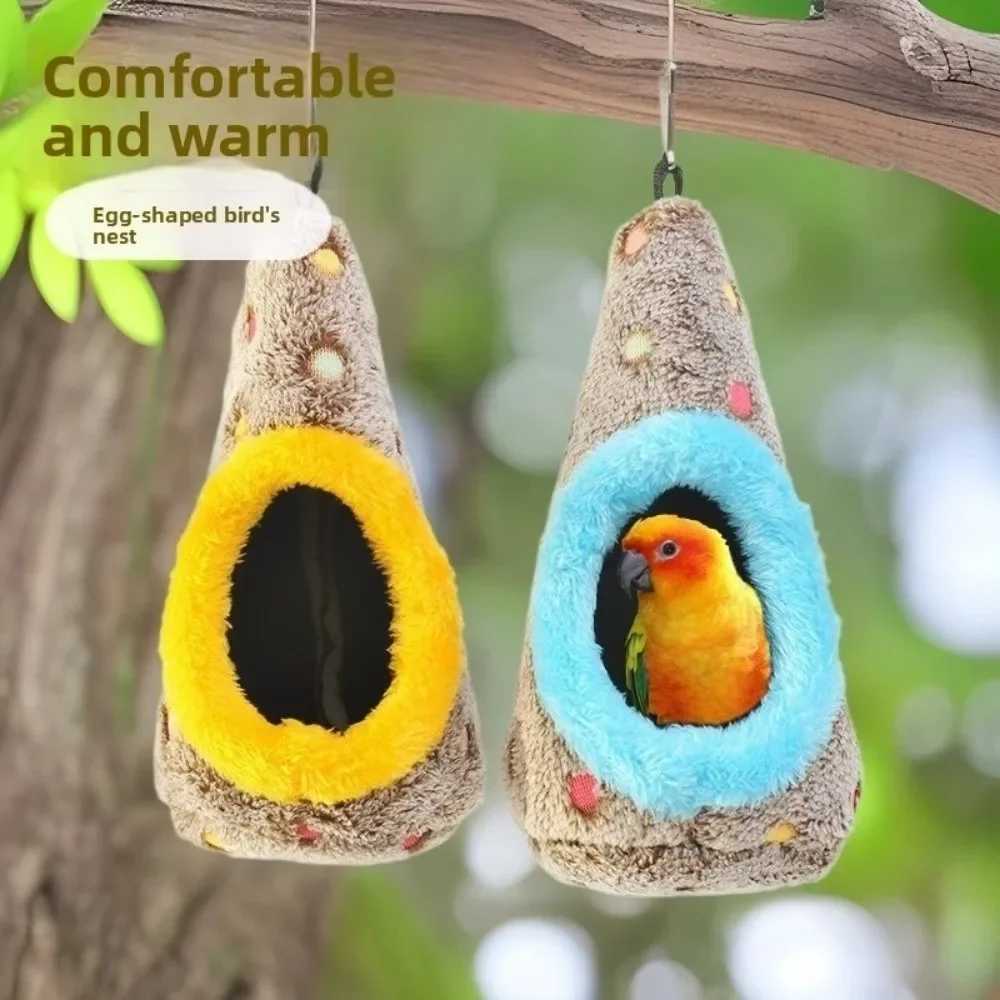 Winter Egg-Shaped Bird Nest Thickened Hanging Parrot Nest Cockatiels and Lovebirds Warmth Cotton Nest Suitable for Small Pets M251206