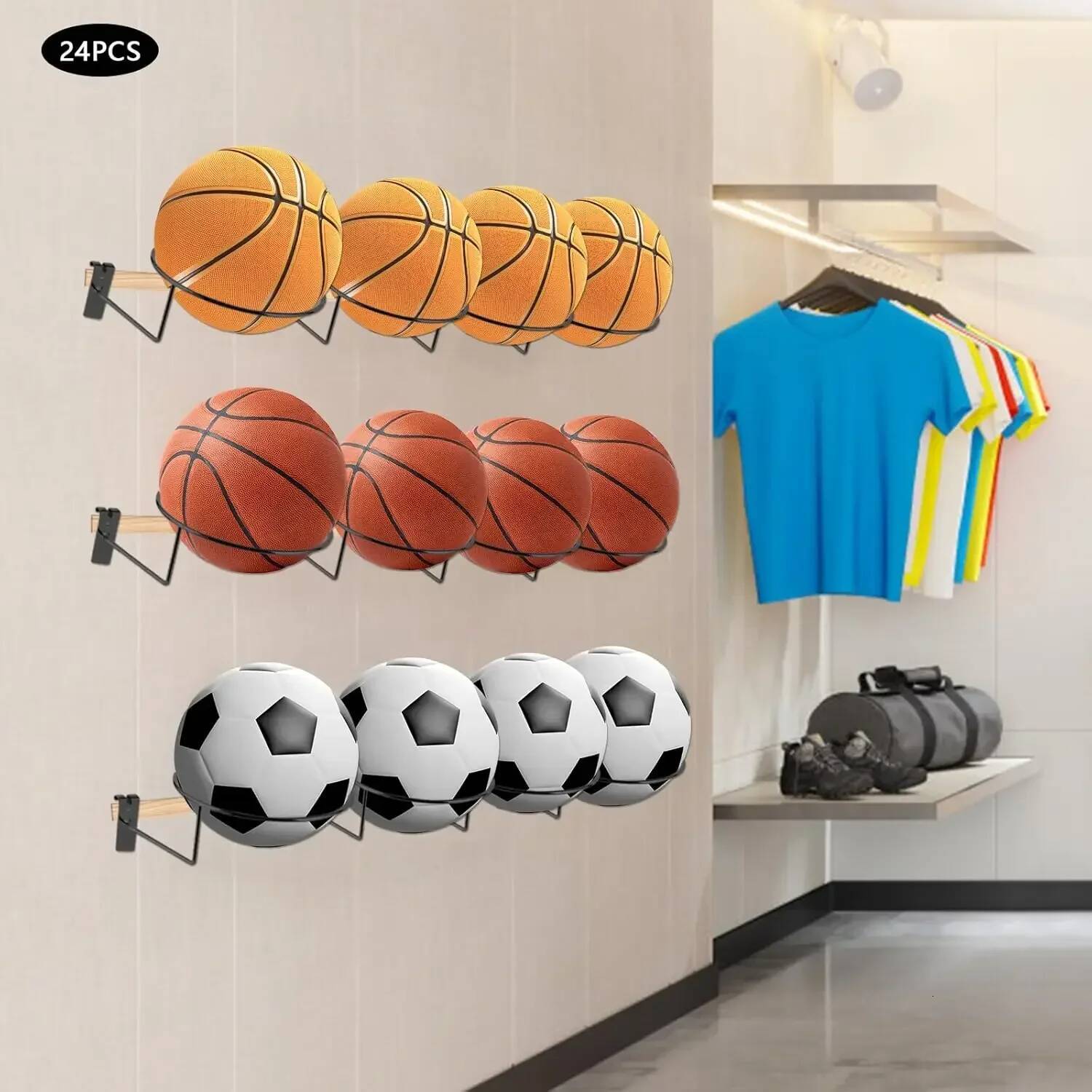 24-Piece Set, Hook Wire Wall Rack,Multiple Hooks Hat Display, Suitable For Retail Grid Walls & Wardrobes, Black