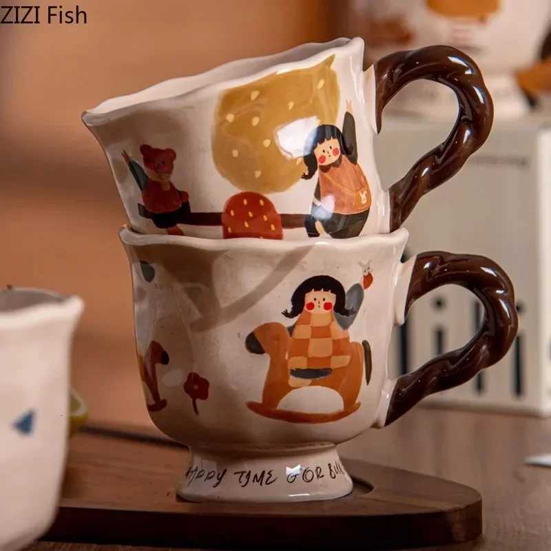 Cute Fairy Tale Painted Ceramic Mug Cupsaucer Dining Table Coffee Cup Milk Tea Mugs Afternoon Tea Teacup Fruit Juice Container M251206 - view 3