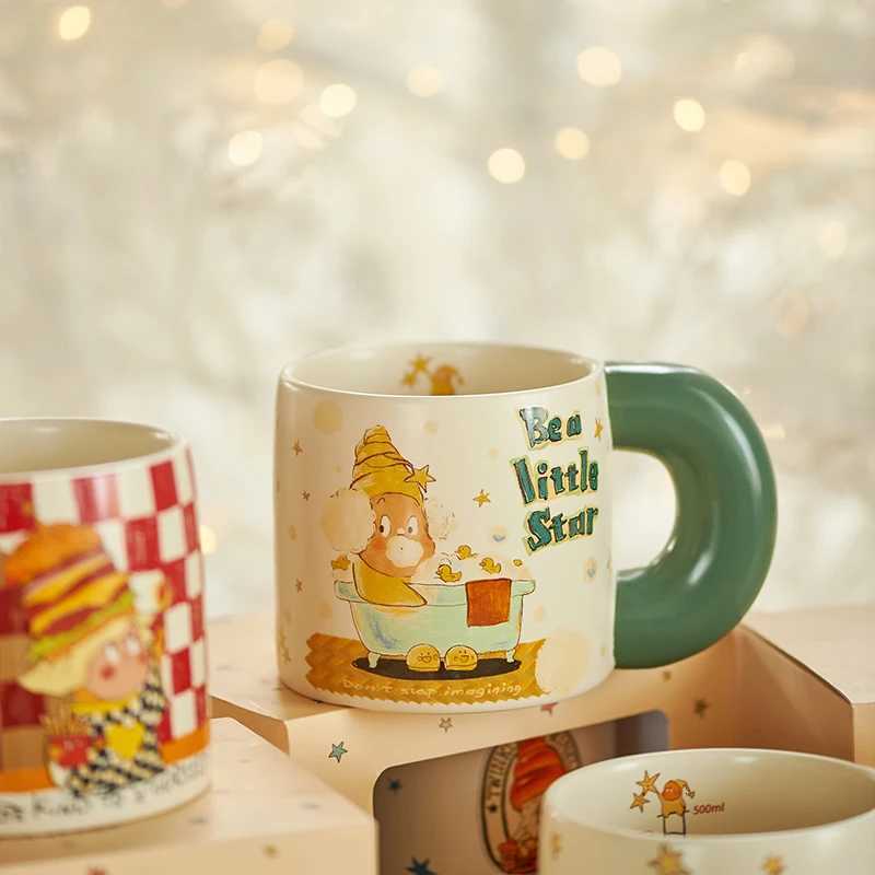 Ceramic Coffee Cups Christmas Party Home Office Drinkware 550ml Large Capacity Afternoon Tea Mugs With Big Handgrip Cartoon Cup M251206 - view 5