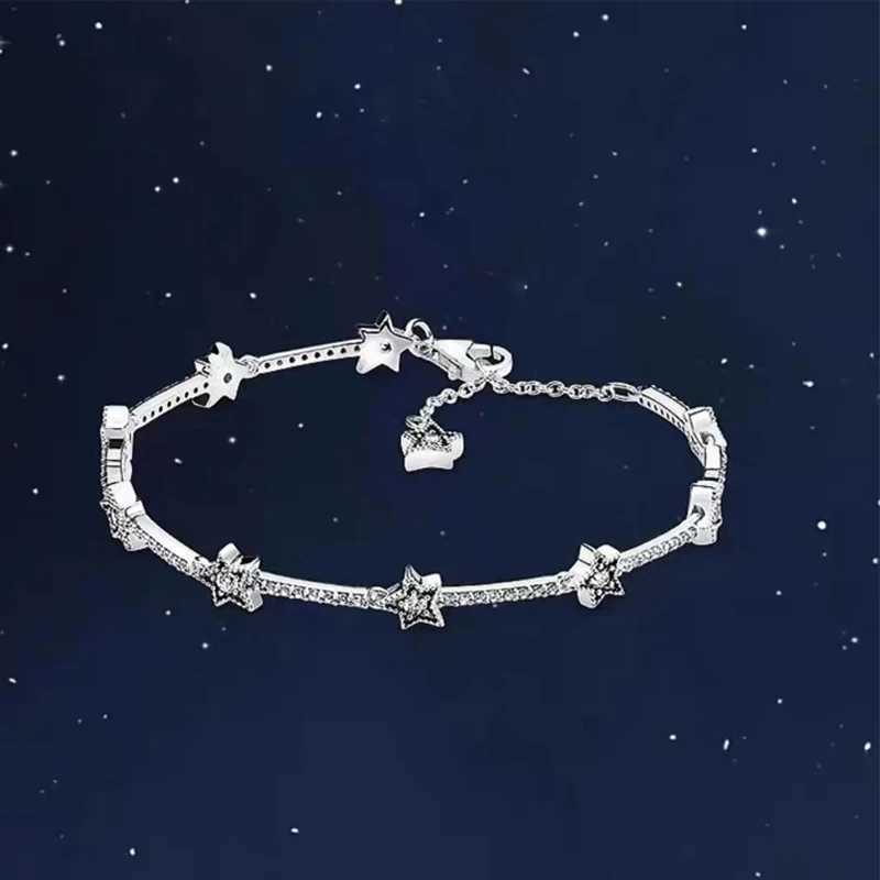 High quality 925 sterling silver womens exquisite charm sparkling starry sky bracelet charming bracelet DIY gift W251206
