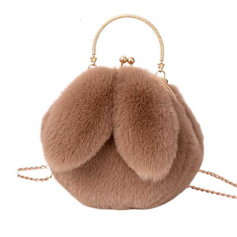 Adorable Rabbit Ears Fluffy Crossbody Bag Women Stylish Chain Shoulder Handbag NewT251206