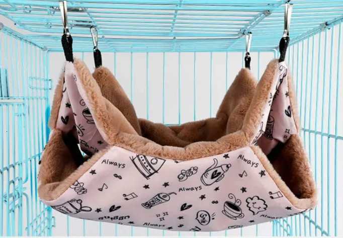 Hammock For Rats Double Thick Plush Warm Bed For Hamster House Nest Sleeping Bag Hanging Tree Beds Guinea Pig Hamster Cage M251206