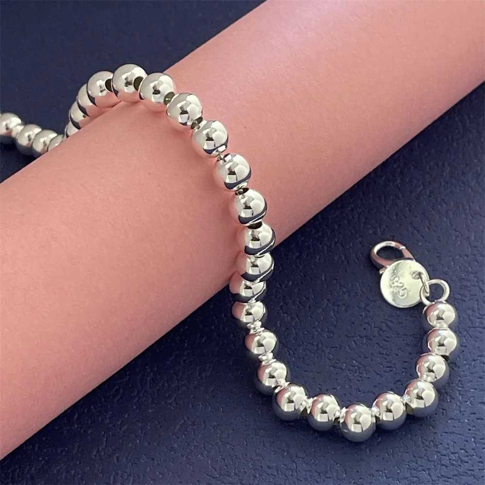 18-20CM 925 Sterling Silver Bracelet Exquisite 6MM Beads Women Fashion Wedding Party Gift Jewelry W251206