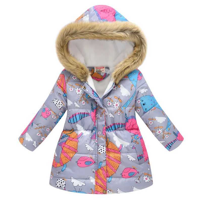 2023 winter long cotton jacket for coats girl clothes childrens clothing thicken outerwear parka kids 3-10 Years old GirlsW251206