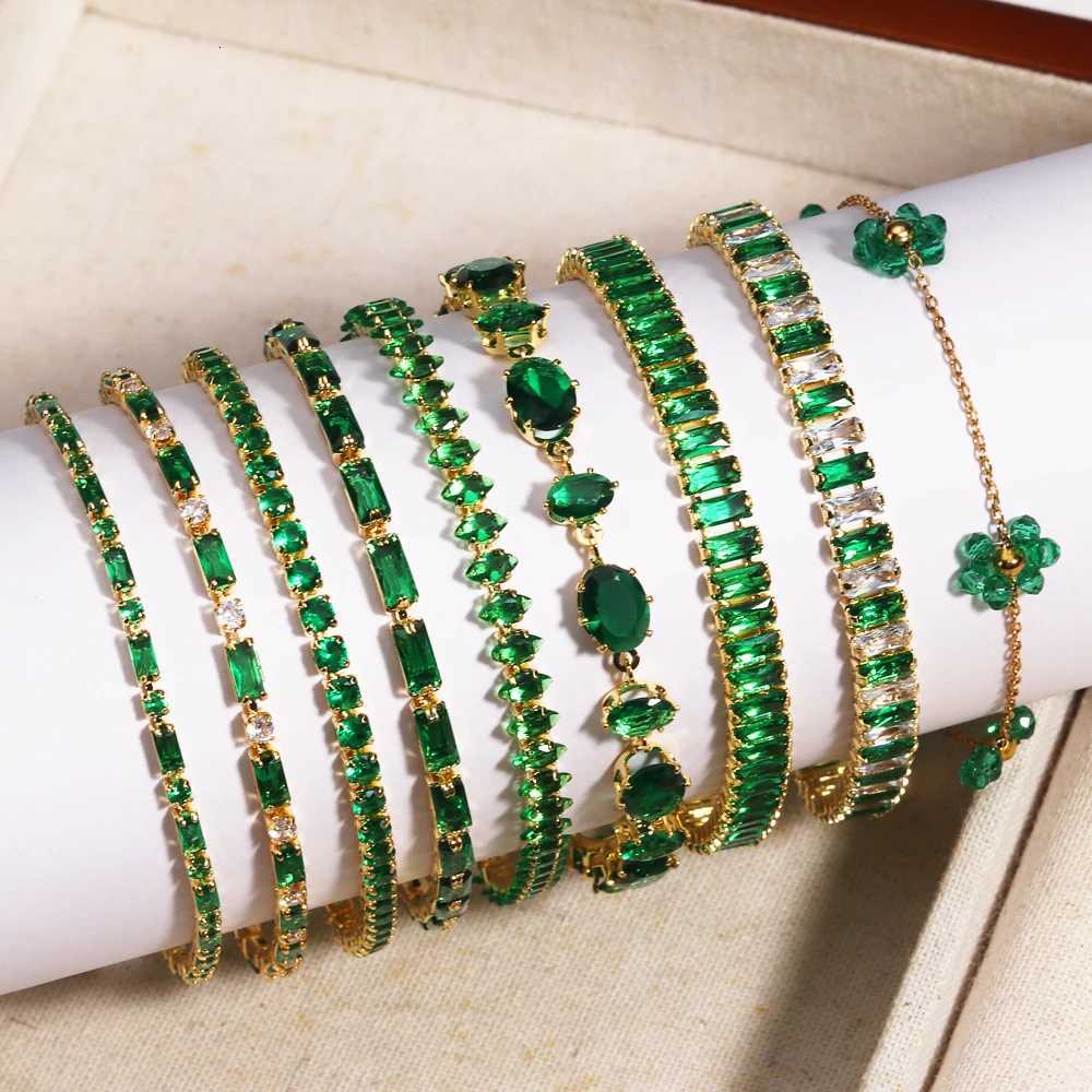 Mix Style Green Micro-inlaid Zircon Tennis Bracelet for Women 2025 New Men Bracelet Homme Jewelry Accessories Wholesale W251206