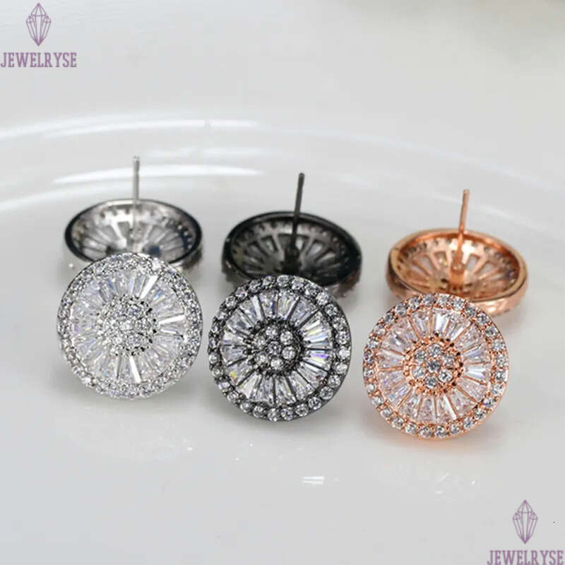 Fashion Multicolor AAA Cubic Zirconia Stud earring designer woman Circle Copper Jewelry White Black Red Silver Rose Gold Plated Gemstone earrings for 