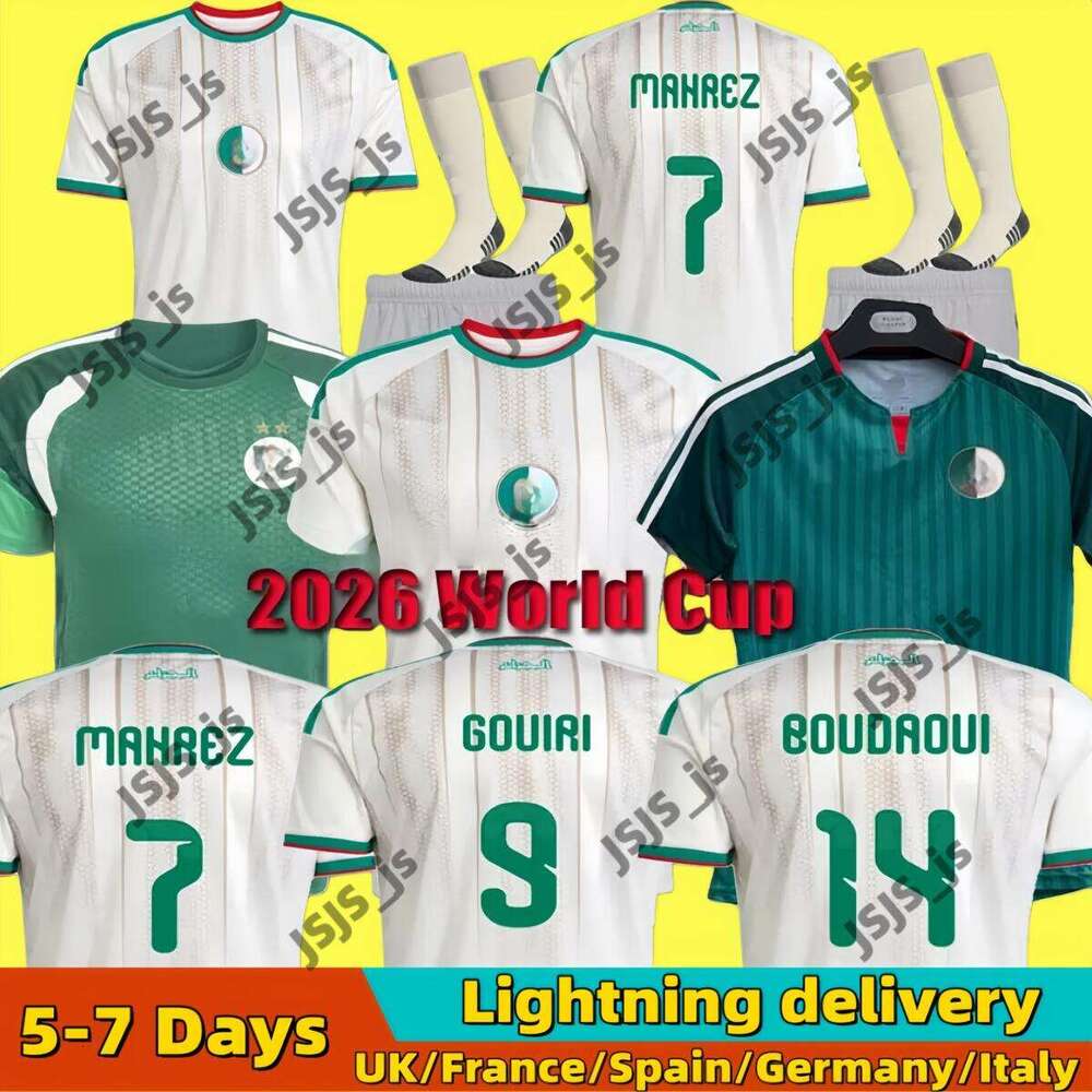 Algeria 2026 soccer jersey 26 27 Gouiri Amoura Hadj Moussa Boudaoui Houssem Aouar Rayan Ait-Nouri Benrahma Ramiz home away pre-match Camisetas football shirt
