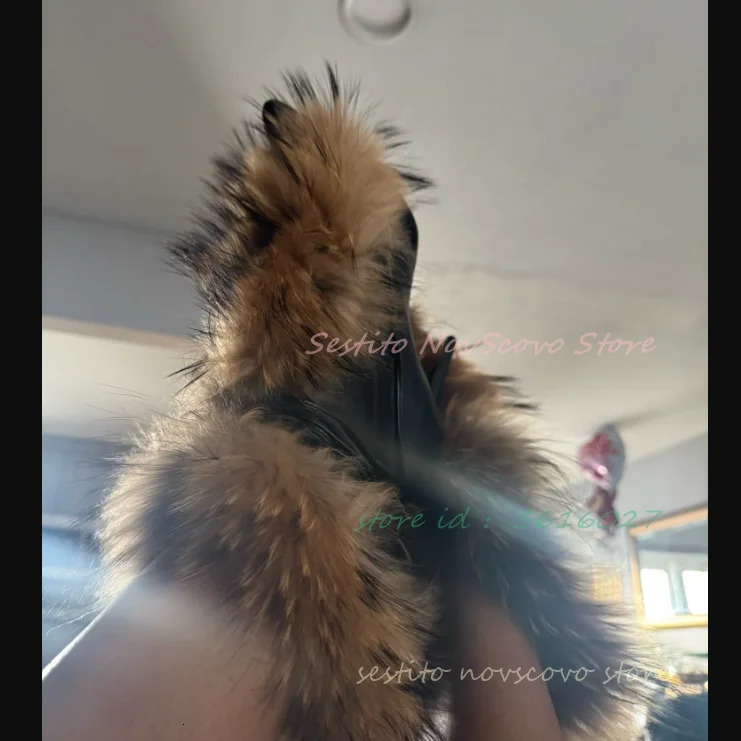 Pointed Toe Fur Mid Calf Boots Stiletto Heels Ankle Straps Fashion Warm Shoes In Winter Solid Plush Sexy Party Dress Shoes 251204