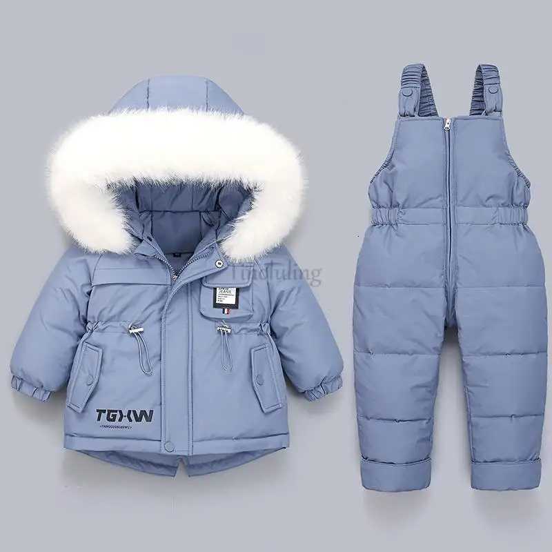 Toddler Baby Girls Clothing Sets Winter Snowsuits for 0-3Years Baby Warm Down Jackets Thick Fur Hooded Coats with Jumpsuits SuitW251206
