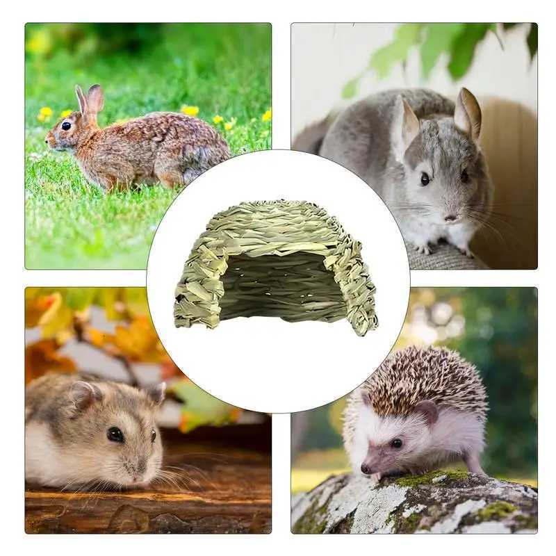Grass House For Rabbits Folding Beds Guinea Pig Hideouts Small Animal Play Hideaway Bed Habitat Decor Hay Bed Playhouse For M251206