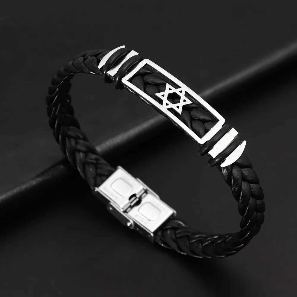 Simple High Quality Handwoven Leather Rope Mens Bracelet Six Stars Mens Fashion Leather Bracelet Holiday Gift Wholesale W251206