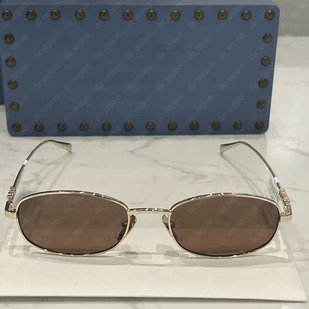 Semi-Rimless Fashion Designer Sunglasses Women Men Oval Glasses Womens Sunglass UV400 Polarized Glass Lens With Box