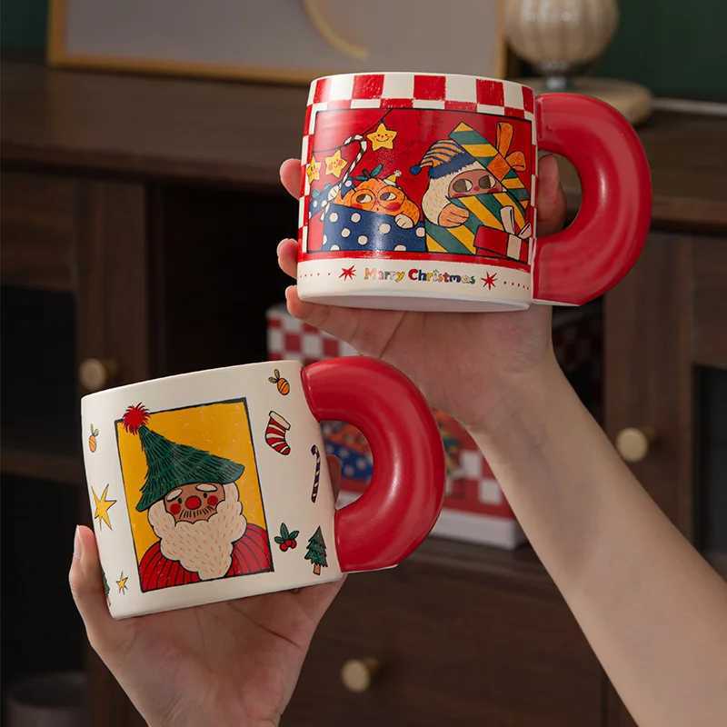 Cartoon Illustration Style Christmas Ceramic Mug Couple Water Cup Girls Christmas Gift Box Mug M251206 - view 5