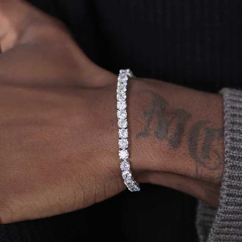 Hiphop Tennis Bracelet Homme Iced Out 3/4/5mm Cubic Zirconia Mens Crystal Chain on The Hand Hip-hop Streetwear Jewelry Male H086 W251206
