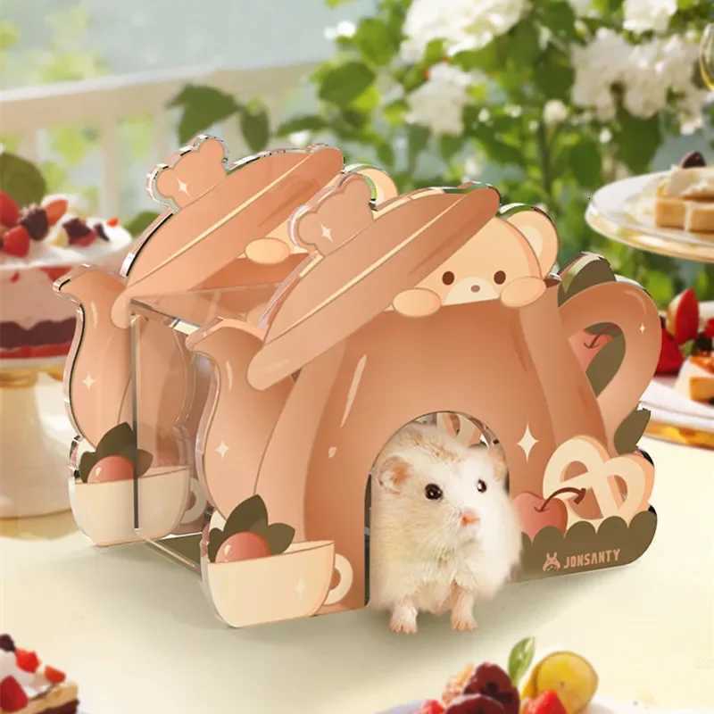 Coffee Series Acrylic Hamster House Small Animal Cage Landscaping Supplies Rat Accessories Chipmunk Mouse Nest Small Pet Toy M251206