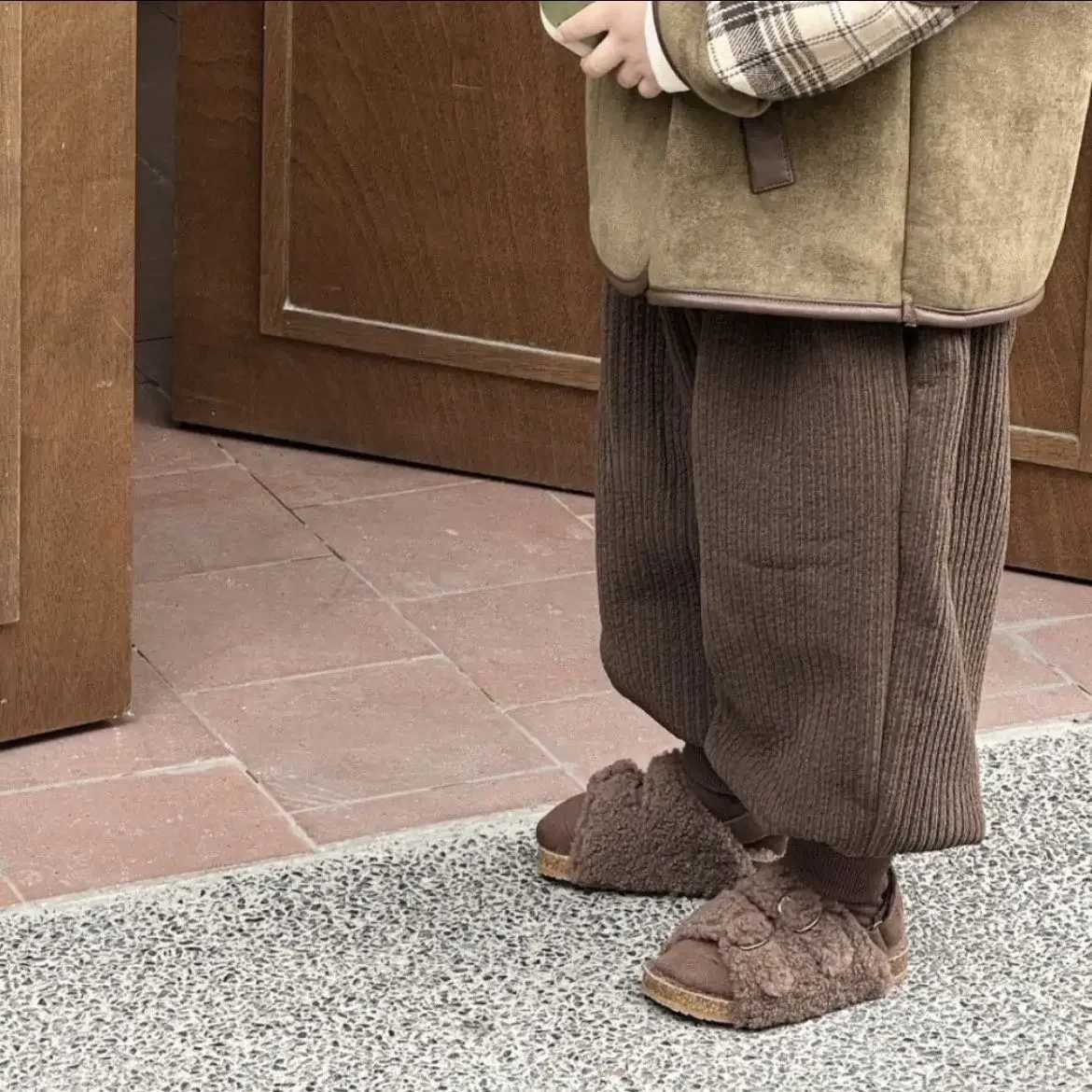 High Quality Kid Boys 2025 New Winter Thick Korean Loose Suede Pu Patchwork Plaid Jacket for Girls Fall Jacket Baby Girl ClothesW251206