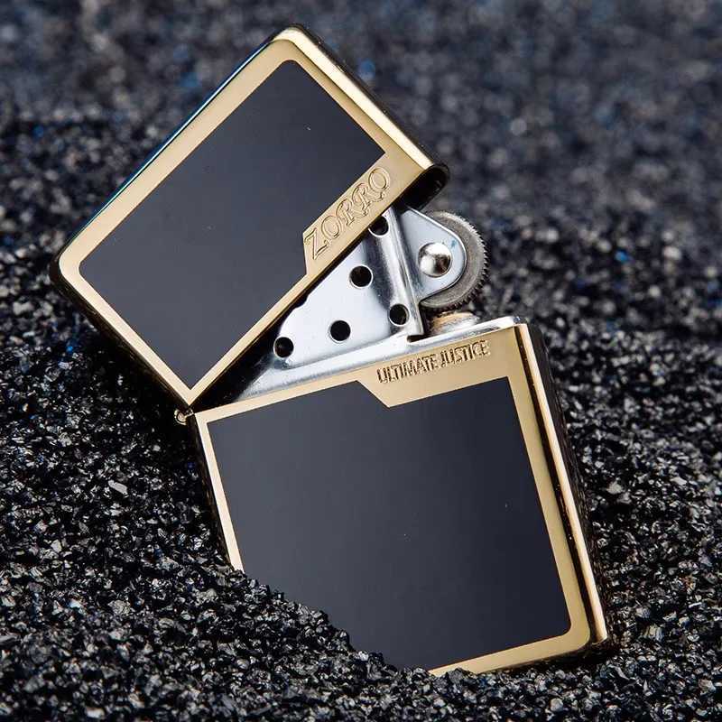 Metal Retro Grinding WheelLighter Refillable Cigarette Lighter Copper Light Plate Bed Gadget Mens Gift H251206