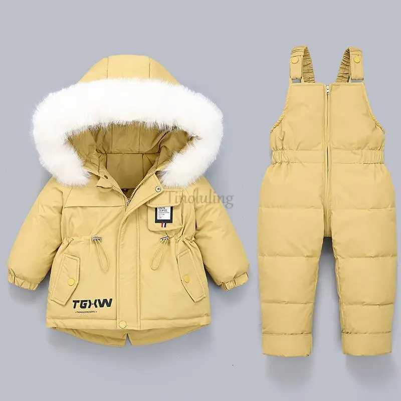 Toddler Baby Girls Clothing Sets Winter Snowsuits for 0-3Years Baby Warm Down Jackets Thick Fur Hooded Coats with Jumpsuits SuitW251206