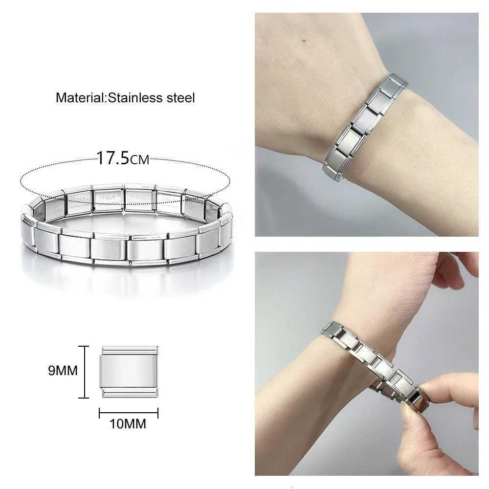 Simple Bangles Italian Links Stainless Steel 9mm Width Fashion Elastic Charm Bracelets For Women Men Daily Wear Jewelry Gifts W251206