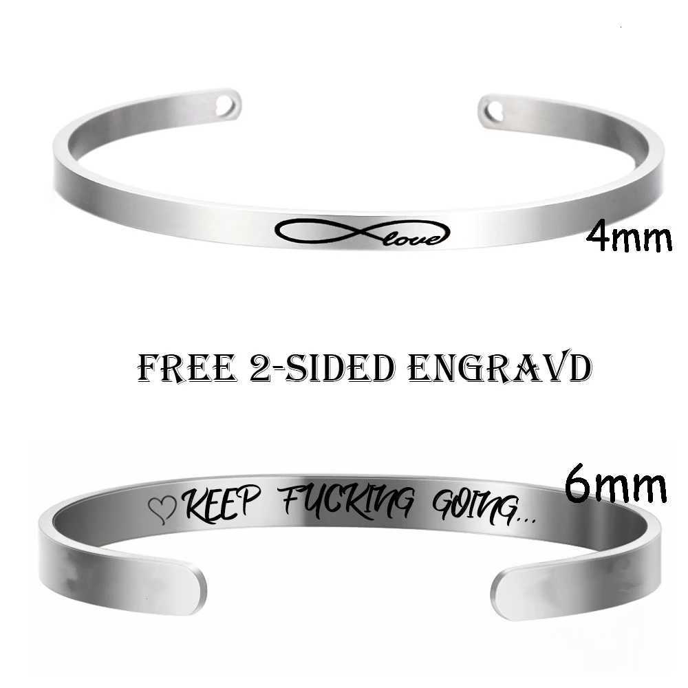 Personnalis Bracelet for Women Custom Necklace Bar Engraved Name Text Mantra Bangle Cuff Stainless Steel Jewelry for Women Gift W251206