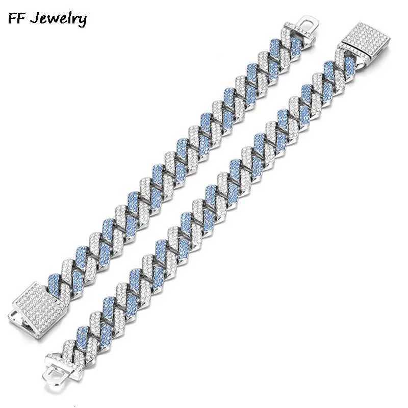 14mm Crystal Miami Iced Out Cuban Link Chain Bracelet For MenWomen Full Rhinestones Charms Hip Hop Jewelry Chain wholesale Gift W251206