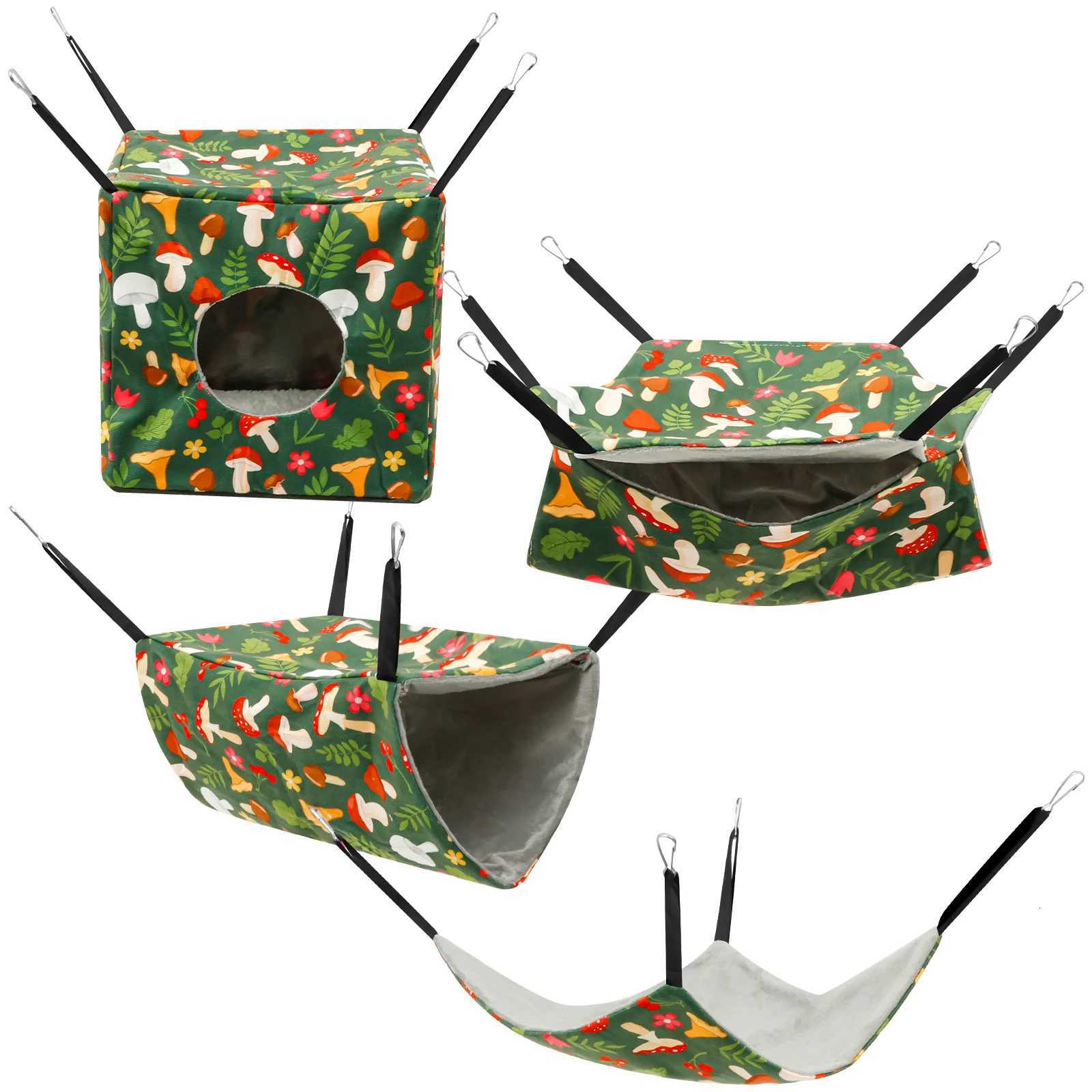 4Pcs Hamster Hammock Set Washable Guinea Pig Hideout Bed Soft Ferret Hanging Nest for Chinchilla Glider Squirrel M251206
