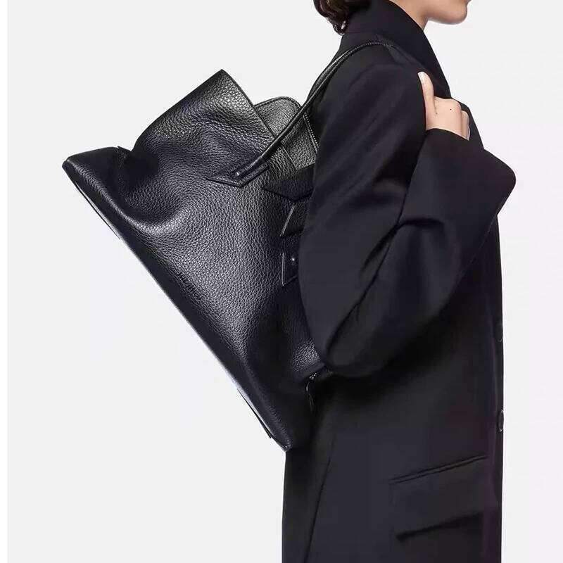 2026 Luxury Women Tote Fashion Brand High End Simple Large Capacity Handbag Irregular High Quality Leather Commuter Shoulder Bag