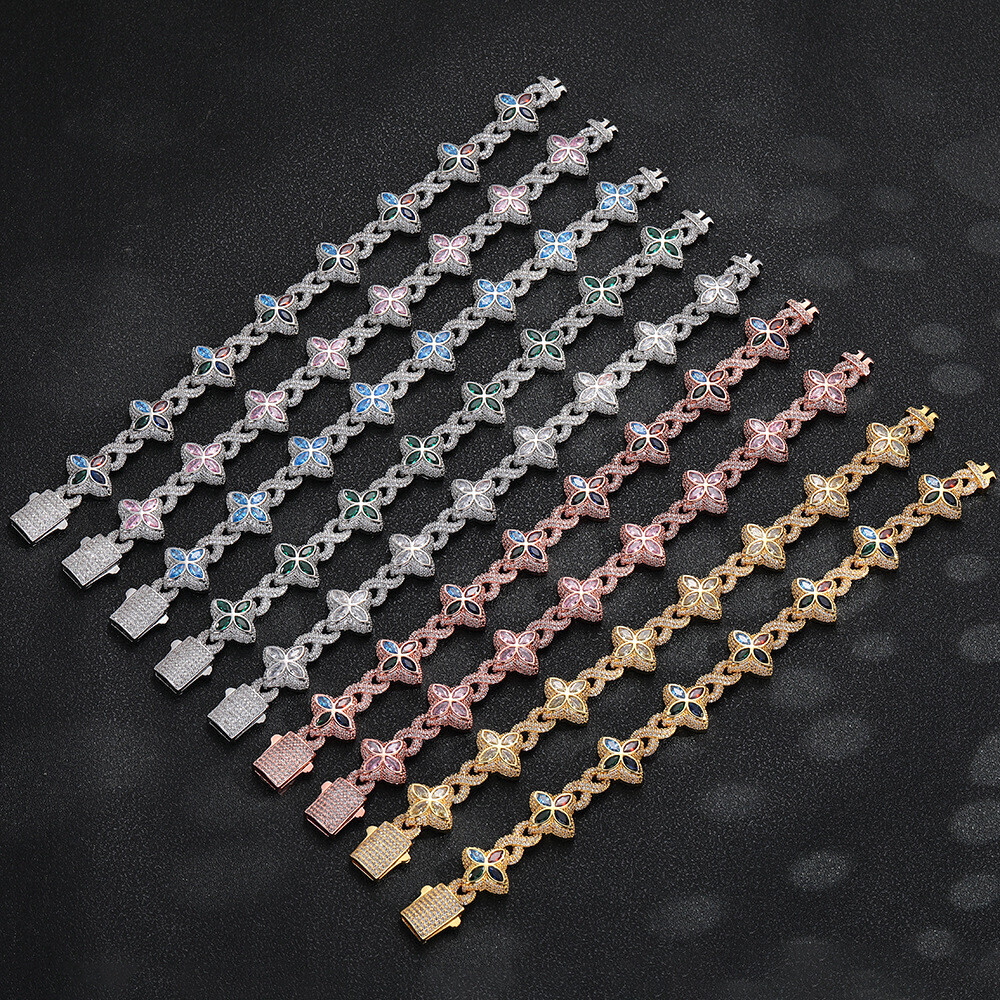 Best Selling Hip Hop Rapper Clover Bracelets Sterling Sier VVS Moissanite Infinity Cuban Link Bracelet Fine Jewelry Ddmylucky