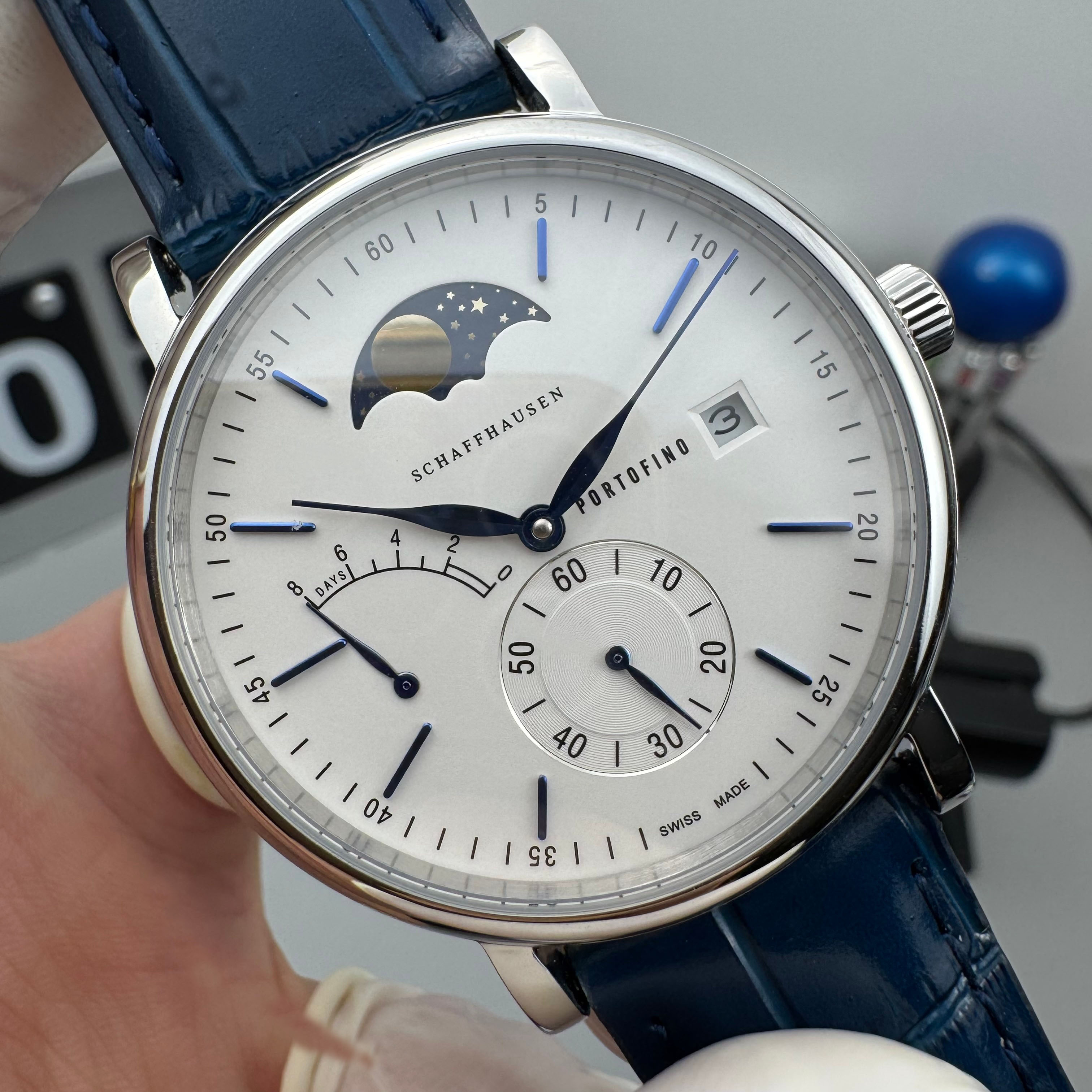 Moon phase IW516401 Mens Swiss Mechanical Automatic Designer Watch 316L Stainless Steel Power Reserve Sapphire Crystal Date Waterproof Watches