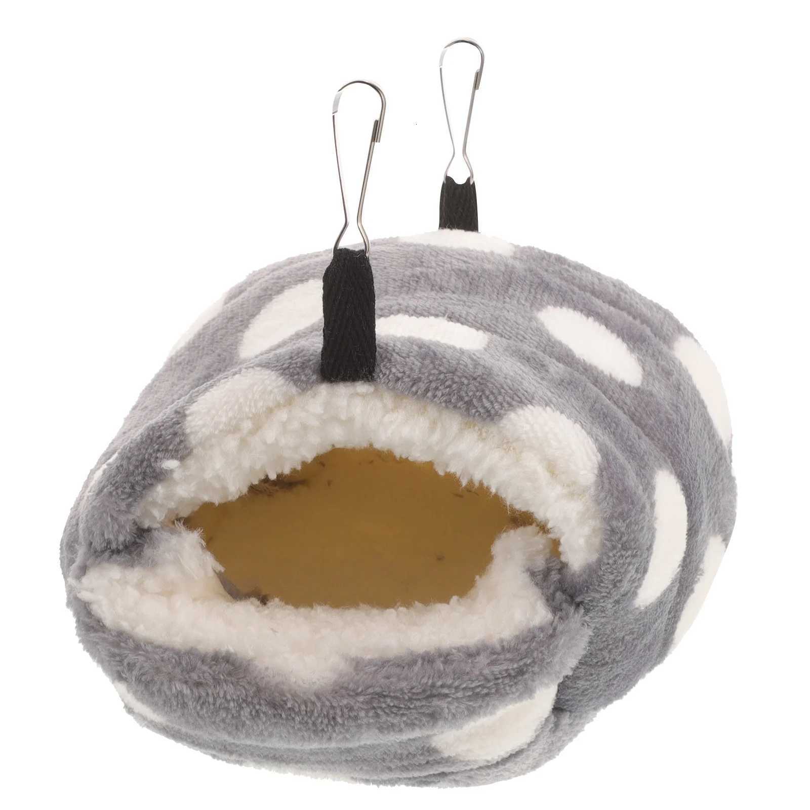 Winter Warm Cotton Parrots Nest House Cage Hammock Size M Grey Animal Hut Heat Preservation Shelter for Small Pets M251206