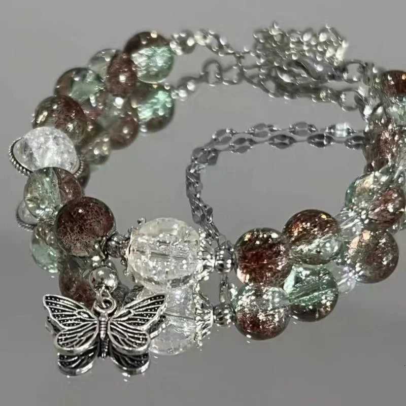 Creative Personalized Beaded Bracelet Red Crystal Feather Pendant Bracelet New Women Vintage Elastic Beaded Chain Accessories W251206