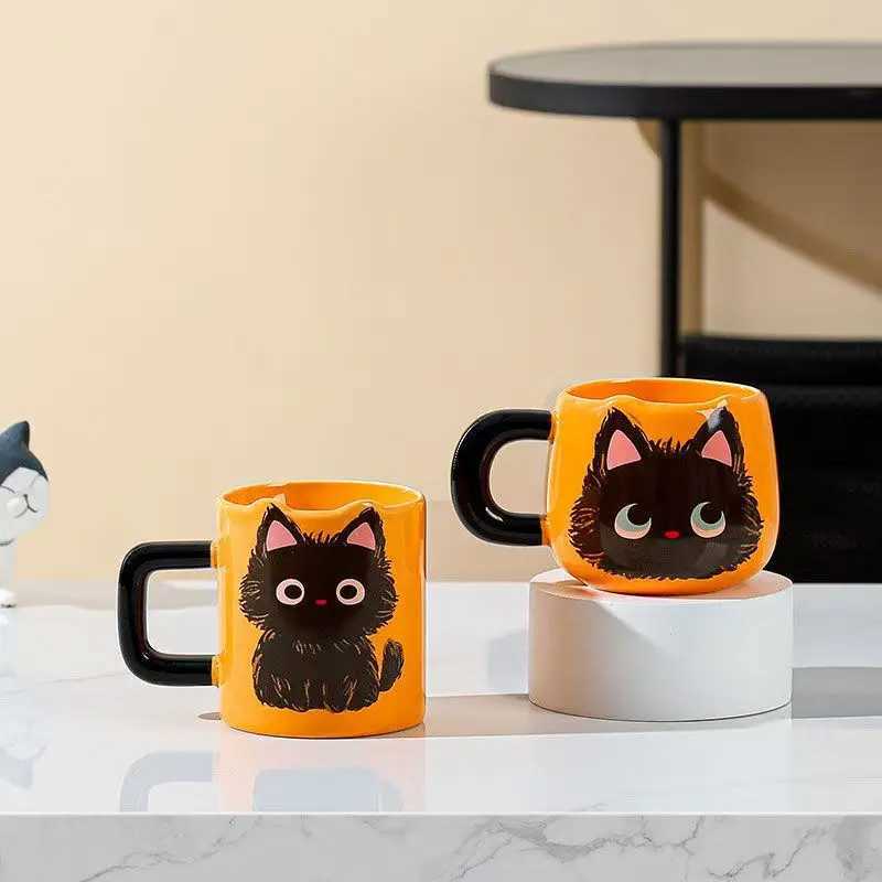 Cartoon Ceramic Cute Cat Mugs with Spoon Creative Cat Paw Mug Coffee Tea Milk Oatmeal Cup Large Capacity Animal Cups Funny Gift M251206 - view 7
