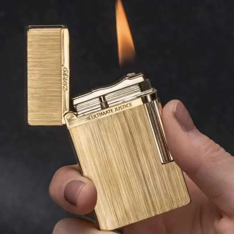 Genuine Kerosene Loud Sound Lighter Steel Wire Drawing Gasoline Engine Smoking Pipe Gift for Men H251206