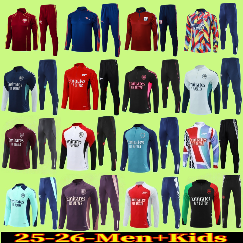 2025 2026 soccer tracksuitArsen tracksuit men and kids training suit 24 25 26 SAKA TIERNEY SMITH football tracksuit jogging kits Survetement Foot chandal futbol