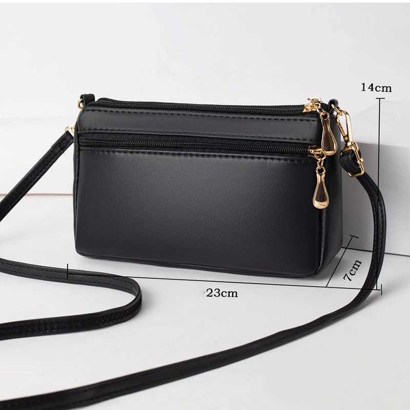 New Fashion PU Leather Crossbody Bags Women Zipper Shoulder Bag Large Capacity Embroidery Thread Purse and HandbagsT251206