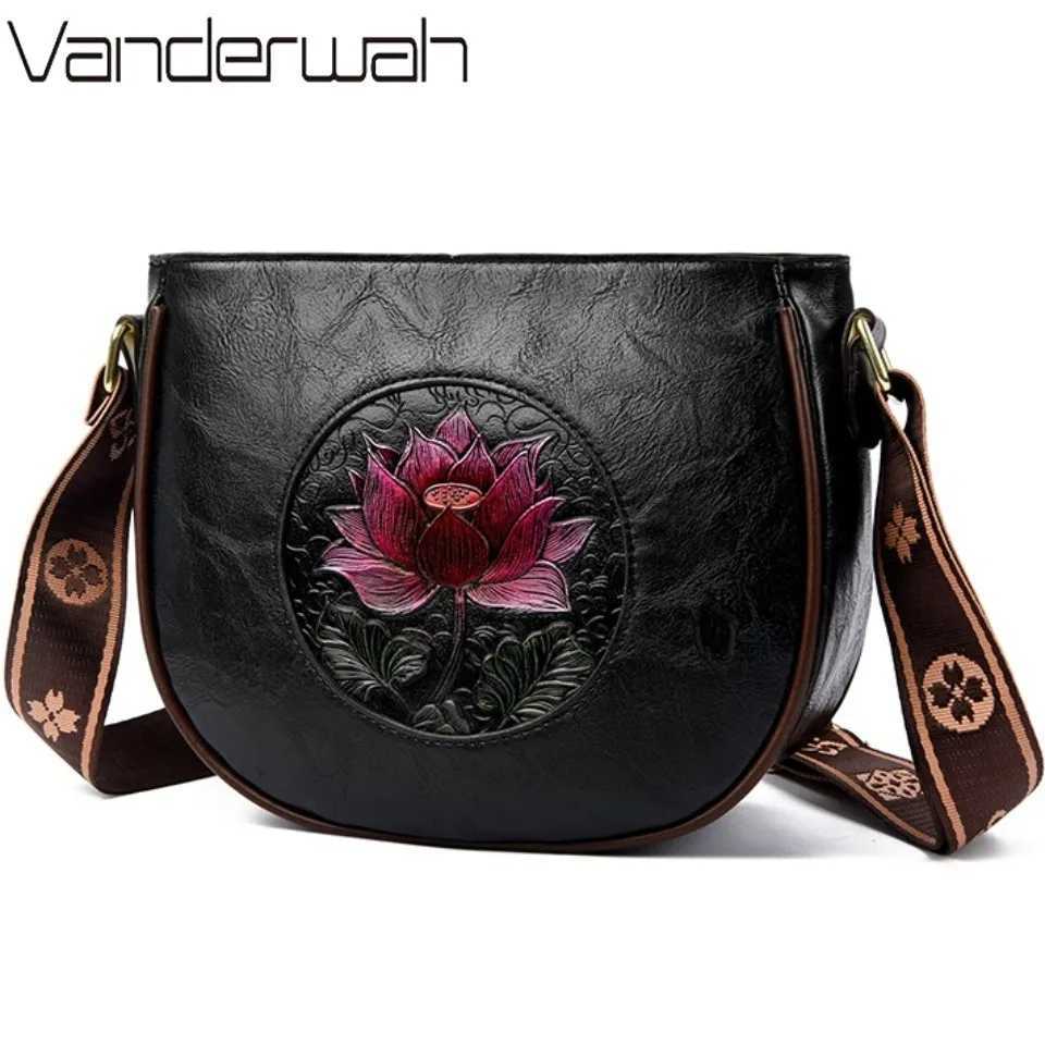 Flower Luxury Handbag Women Bags Designer Leather Shoulder Messenger Crossbody Bags for Women Mother Sac A Main with Wide StrapT251205