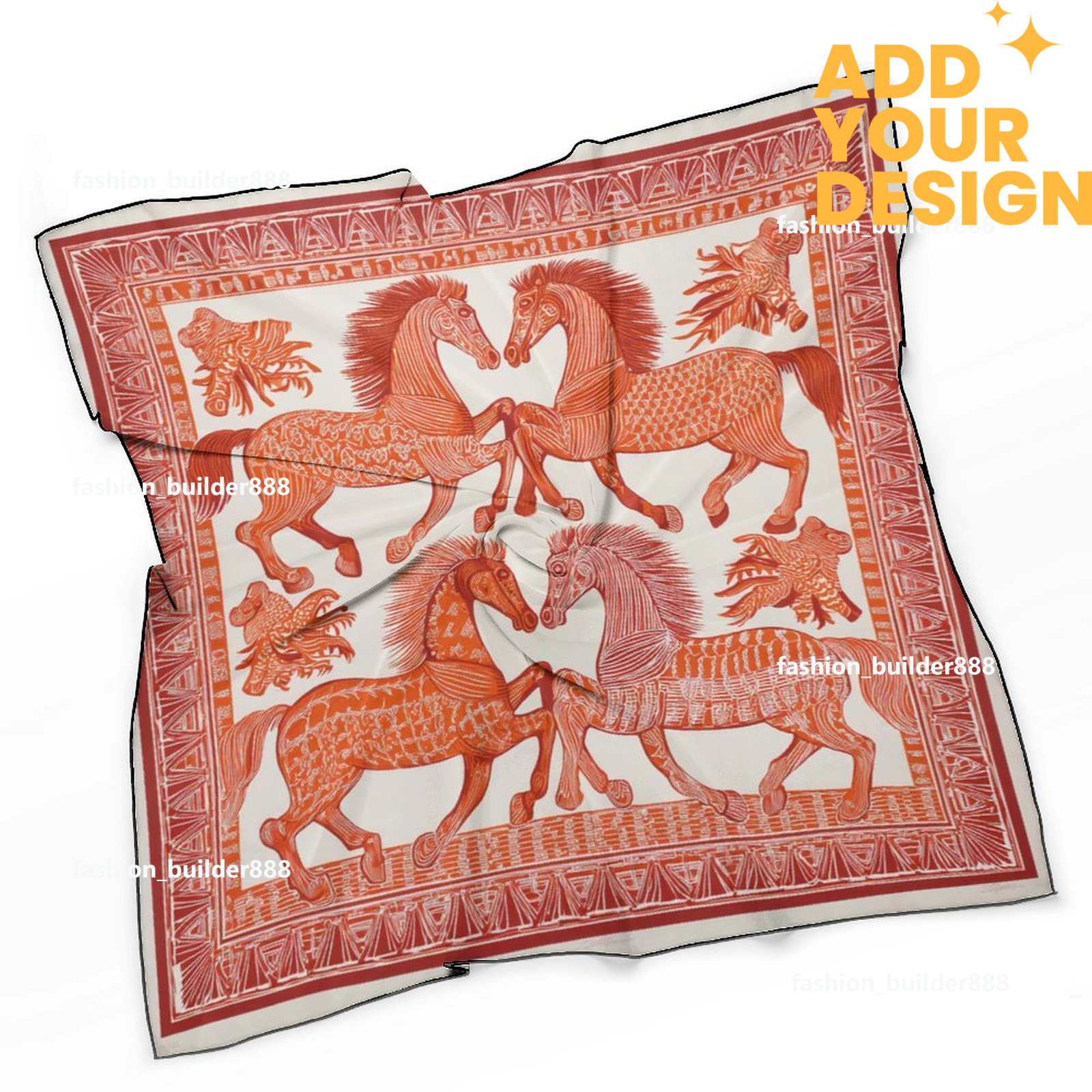 Custom Designer H Neck Scarf For Horse Pattern Luxury Womens Silky Head Scarves Hair Bandanas Square Scarf Fashion Accessories lightweight H56