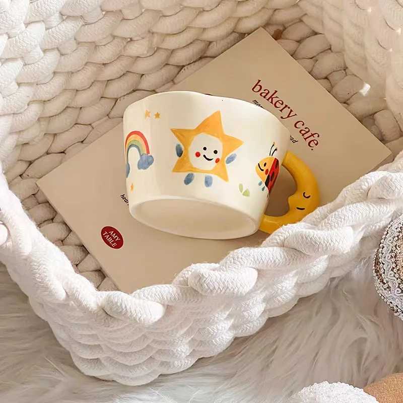 Ceramic Mug Lovely Hand Painted with Moon Handle Creative Breakfast Cup Kitchen Drinkware Milk Tea Coffee Mugs for Birthday Gift M251206 - view 6