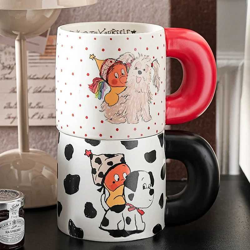 High Aesthetic Cartoon Ceramic Mug Cute Breakfast Milk Coffee Mugs Creative Couple Water Cup Gift Collaboration Free Stickers M251206 - view 4