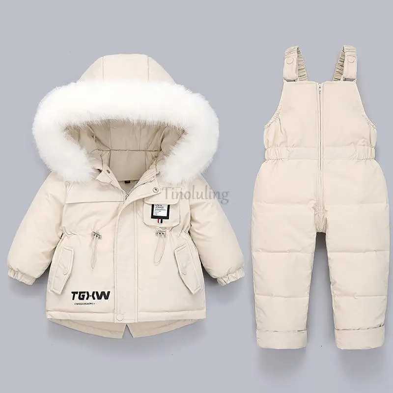 Toddler Baby Girls Clothing Sets Winter Snowsuits for 0-3Years Baby Warm Down Jackets Thick Fur Hooded Coats with Jumpsuits SuitW251206